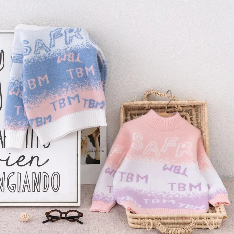 Cute Winter Knitted Sweater for Kids | Soft Warm Baby Girl & Boy Pullover | Fashion Gradient Color Wool Sweater – Haram’s Collection Haram's Collaction