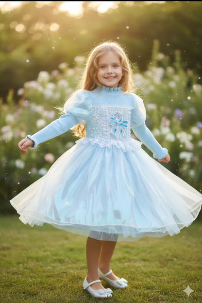 Haram Collection: Elsa Style Frock - Premium Quality Blue Dress for Girls Haram's Collection