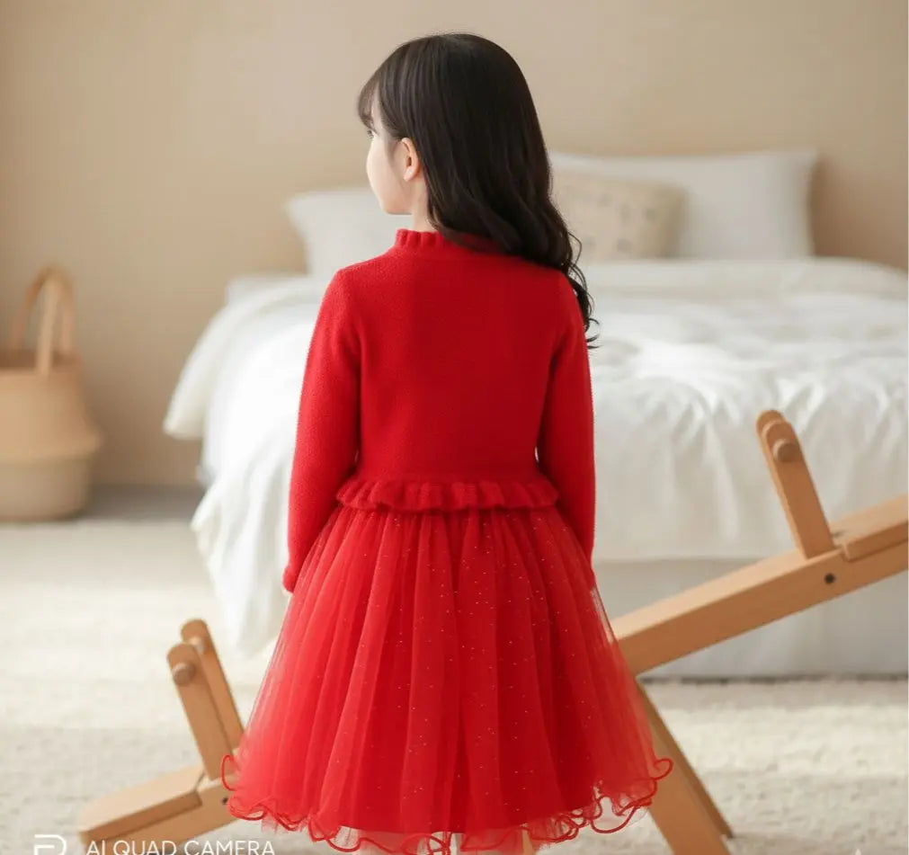 Haram Collection: Adorable Red Heart Sweater Dress for Girls - Winter Special & Party Wear Haram's Collection