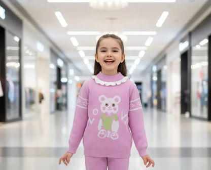 Haram Collection: Adorable Girls Pink Bear Sweater - Cozy Winter Outfit Haram's Collection