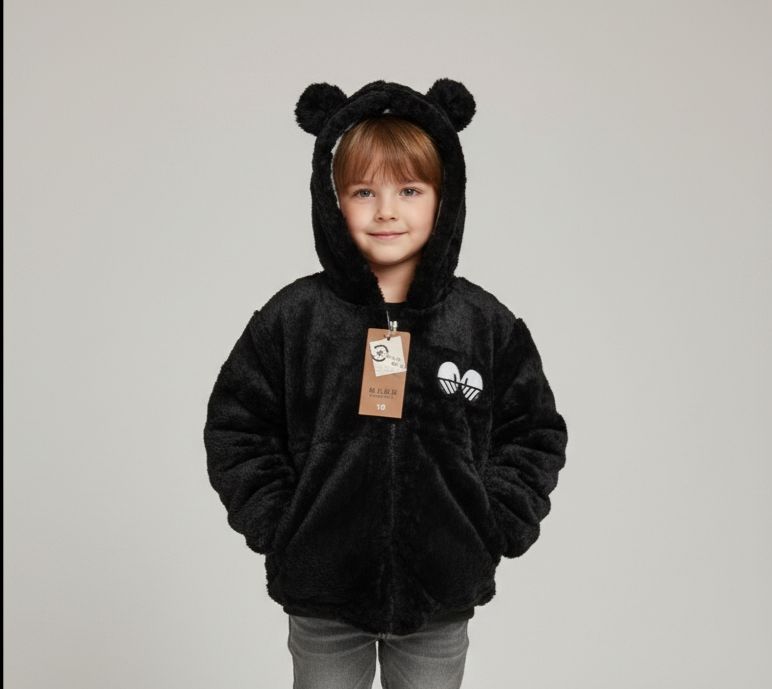 Baby Winter Bear Hoodie Jacket – Ultra-Soft Furry Warm Hooded Coat for Boys & Girls