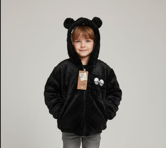Baby Winter Bear Hoodie Jacket – Ultra-Soft Furry Warm Hooded Coat for Boys & Girls