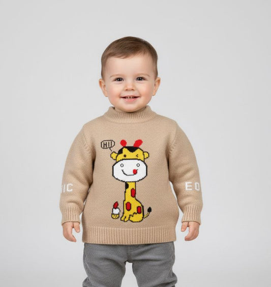 Cute Giraffe Knit Sweater – Soft Warm Winter Pullover for Baby Boys & Girls