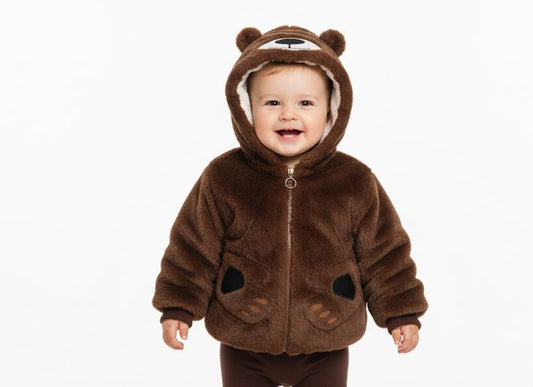 Baby Winter Bear Hoodie Jacket – Ultra-Soft Furry Warm Hooded Coat for Boys & Girls