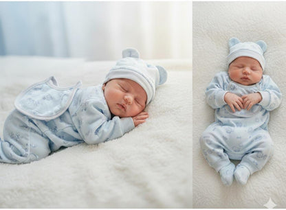 Newborn 5-Piece Layette Set | Purple & Blue Heart Print Baby Starter Set | Infant Clothes