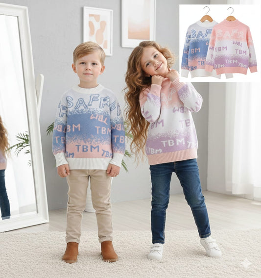 Cute Winter Knitted Sweater for Kids | Soft Warm Baby Girl & Boy Pullover | Fashion Gradient Color Wool Sweater – Haram’s Collection