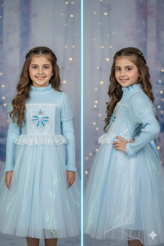 Haram Collection: Elsa Style Frock - Premium Quality Blue Dress for Girls