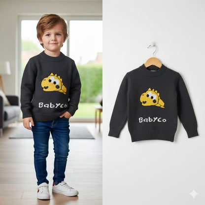 BabyCo Dino Knit Sweater – Warm Winter Woolen Pullover for Boys & Girls