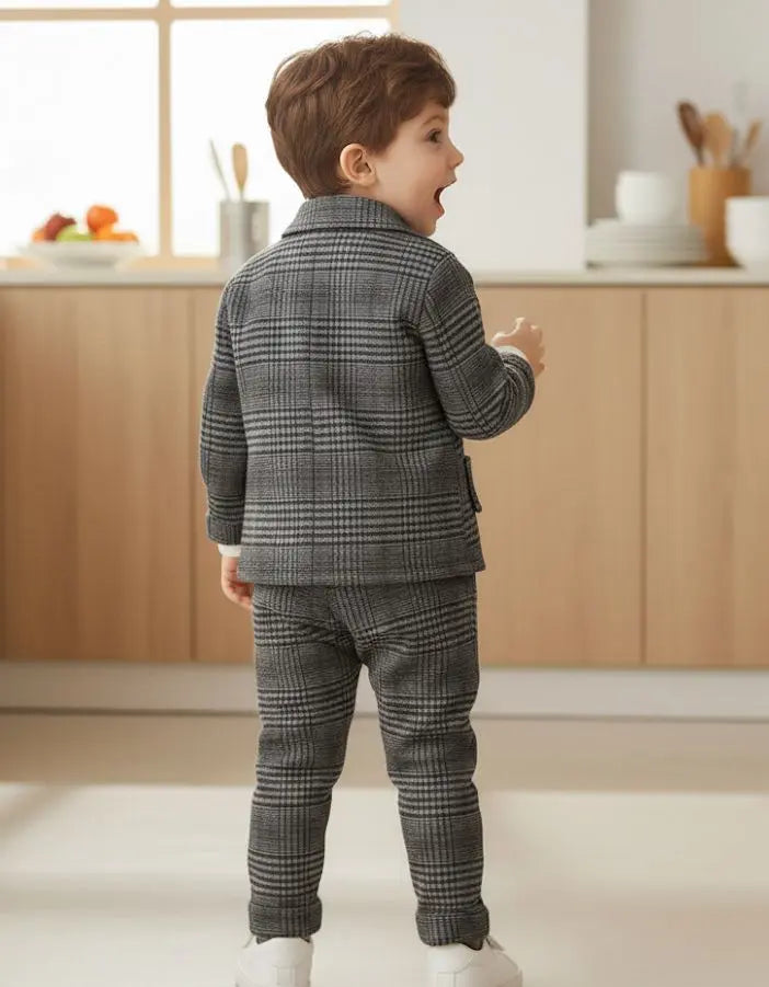 Haram Collection: Baby Boys Plaid Suit Set - Gentleman's 3-Piece Outfit with Bow Tie Haram's Collection