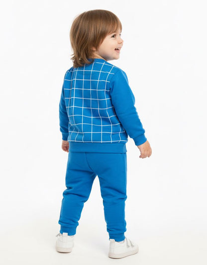 Kids Blue & Yellow "PLAY" Tracksuit Set | Warm Winter Fleece Co-ord | Boys & Girls Casual Outfit