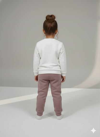 Haram Collection Girls Minnie Mouse Sweatshirt & Mauve Jogger Set | Casual Loungewear