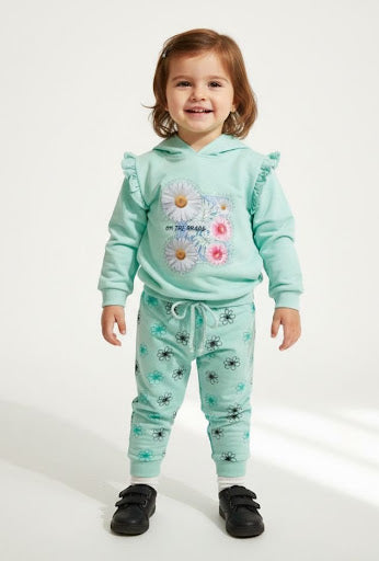 3-Piece Girl Velvet Tracksuit Set | Winter Warm Puffer Vest & Sweat Suit